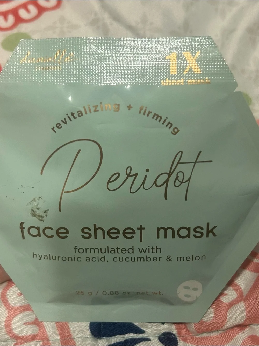 (3/$20) Peridot Revitalizing & Firming Face Sheet Mask - Light Mint